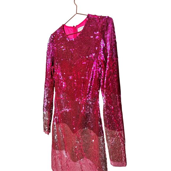 MAC DUGGAL 10029 Pink Ombre Sequin Long Sleeve Mini Dress Size Small NWT - Picture 5 of 16